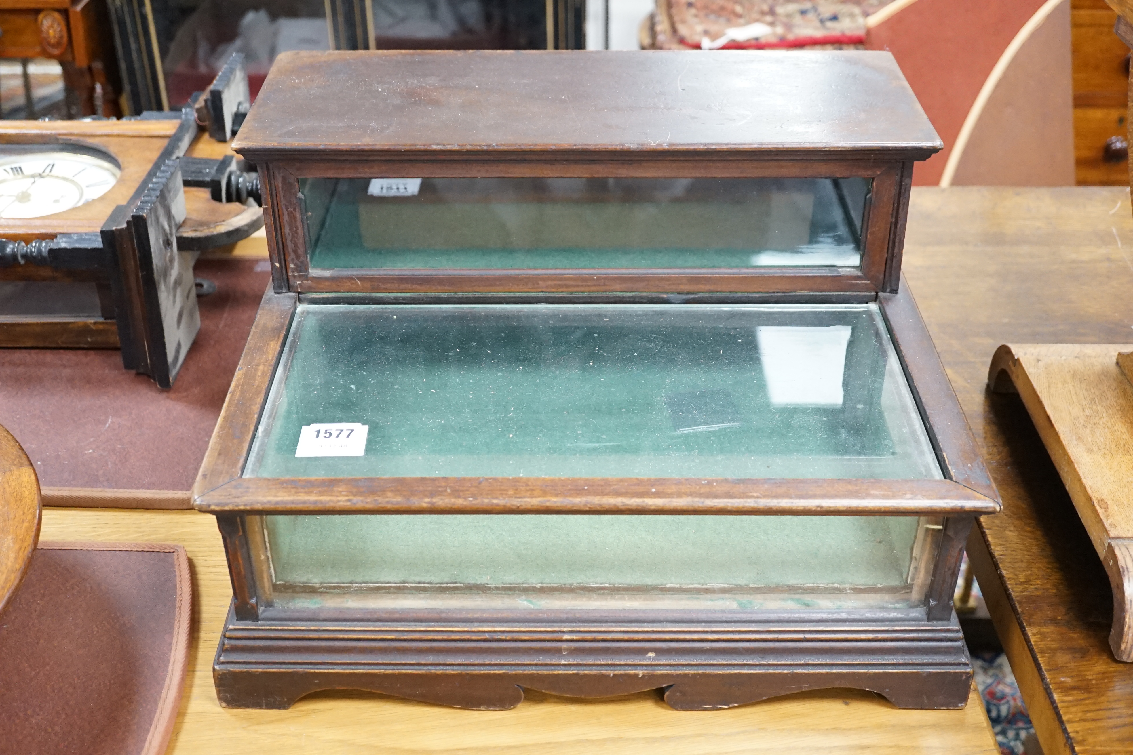 An Edwardian mahogany glazed top display cabinet, width 46cm